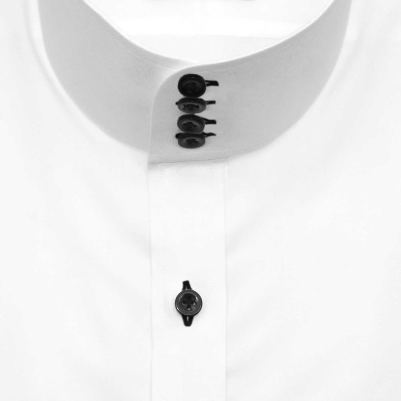Grooms White Wedding Shirt High Banded Standup Collar Evening Dinner 
