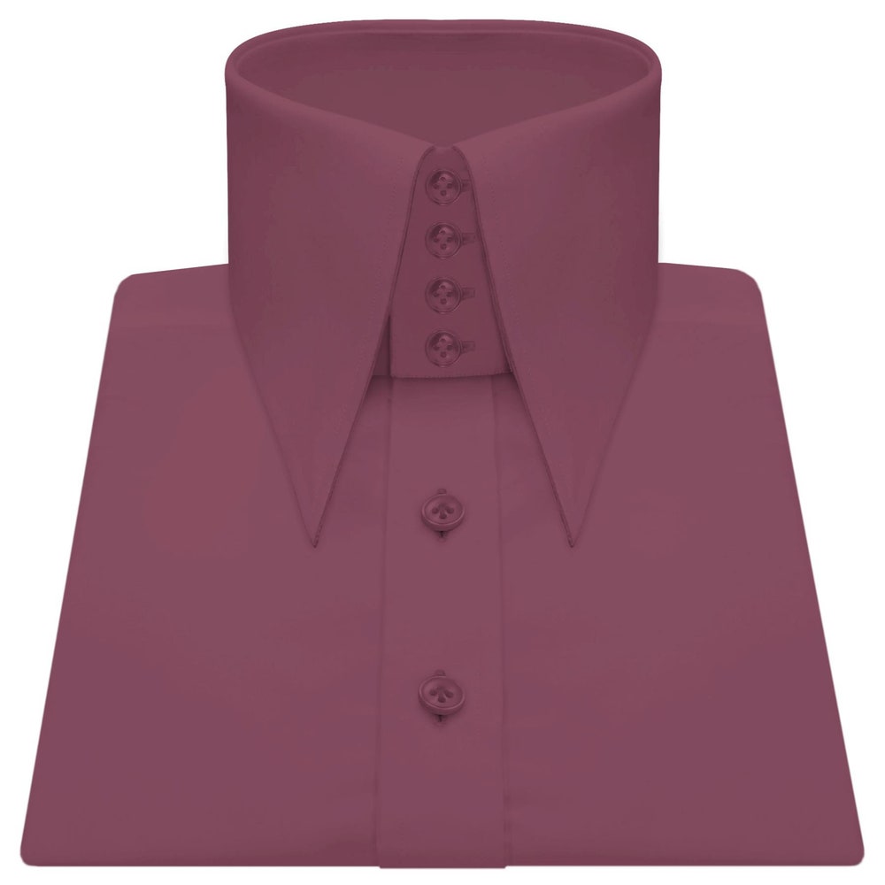 High Long Pointed Spear Collar Party Dress Shirt Men'S Premium Cotton Long Sleeves High Collar Occasion Wear Maroon Celebrity Styles Sunrisetee