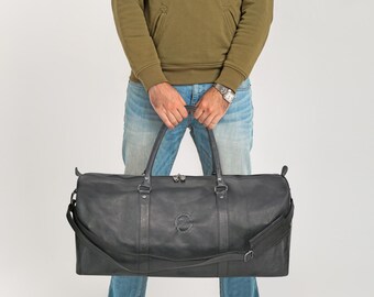 Men's Christmas Gift Leather Duffel Bag Holiday Weekender Gym Luggage Unisex Holdall
