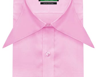 Men's Pink Dress Shirt, Extreme Long Point Collar, 100% Cotton - Etsy