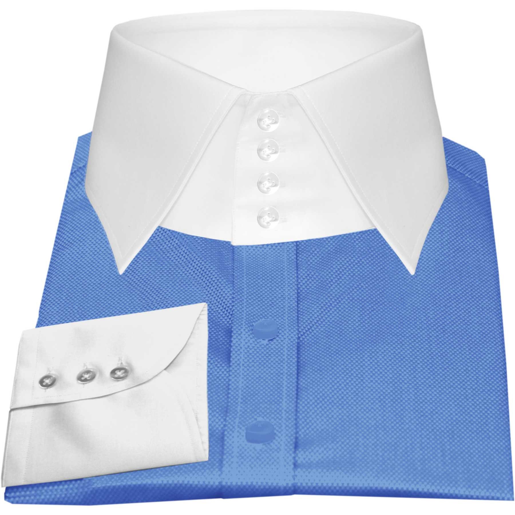 Wide Collar Shirt Lavish Blue Oxford Texture Formal Dress Shirt