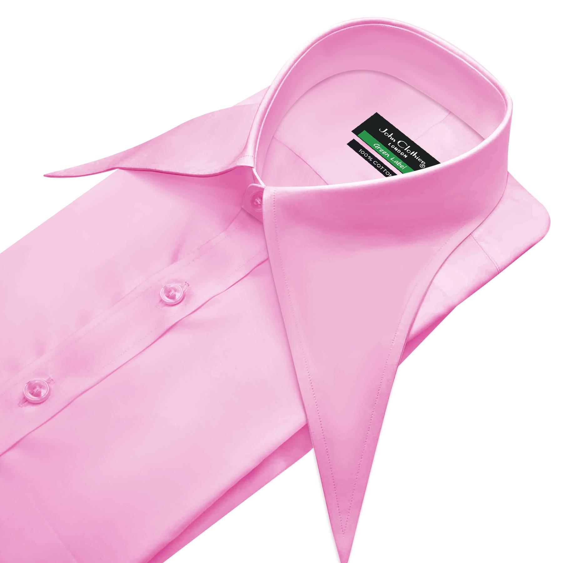 Men's Pink Dress Shirt, Extreme Long Point Collar, 100% Cotton Men's Pink Dress Shirt, Extreme Long Point Collar, 100% Cotton