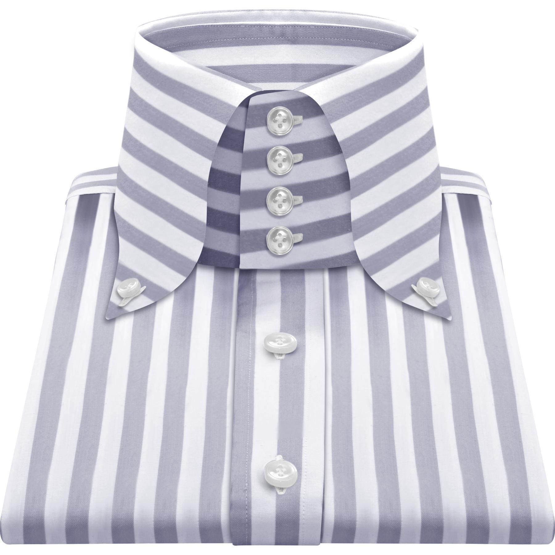 Grey White Stripes High Button Down Collar Men's Cotton Shirt Forma Wear Popular Collar Stylish Office Business Suit Shirt Grey White Stripes High Button Down Collar Men's Cotton Shirt Forma Wear Popular Collar Stylish Office Business Suit Shirt