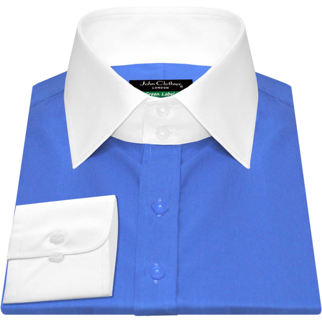 High Spread Collar Royal Blue Formal Dress Shirt Men's Etsy