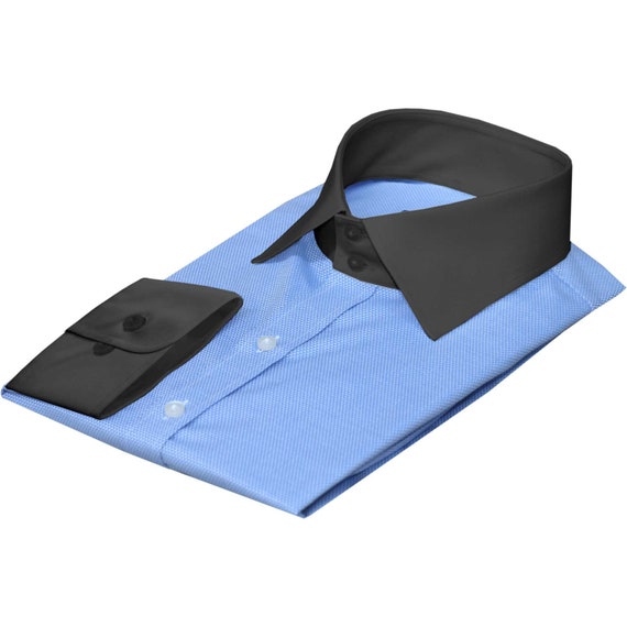 black and blue dress shirt Easy-Care Navy Twill Custom Dress Shirt