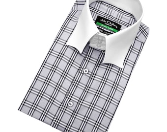 mens white plaid dress shirt Cinch Men's White Plaid Long Sleeve Button Down Western Shirt MTW11057