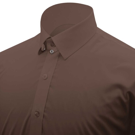 chinese dress ladies Men's Taupe Long Sleeve Dress Shirt 18.5 36/37 / Taupe main image 1