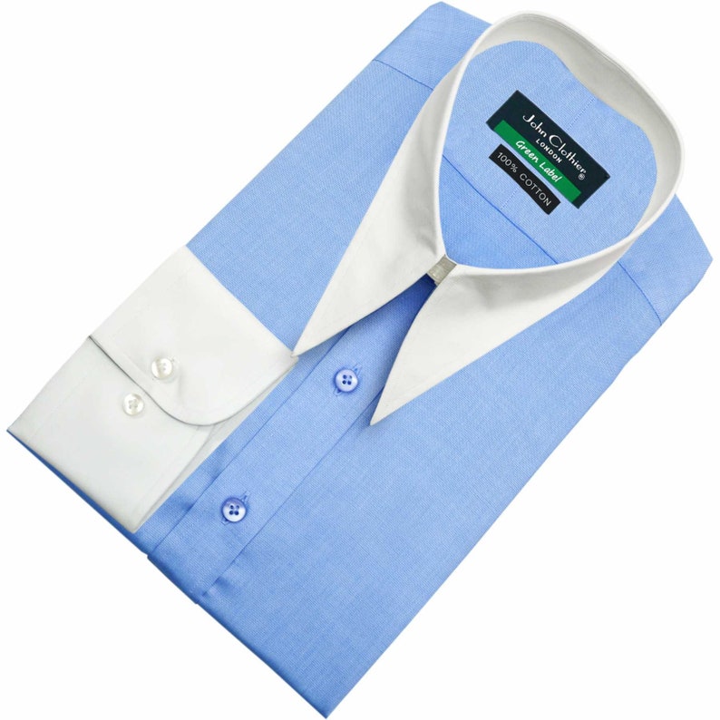 Viviz Forancci Men's Dress Shirt Set – Long Sleeve Pointed Collar With Matching Tie & Handkerchief, Royal Blue - View #3