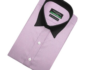 fitted lace wedding dress Hisdern Men's Purple Dress Shirt with Contrast Collar for Casual S