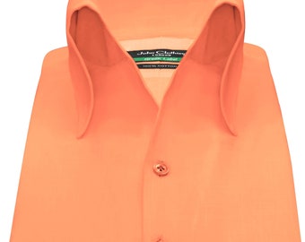 mens bright orange dress shirt Bright Orange with Black Accent Designer Dress Shirt