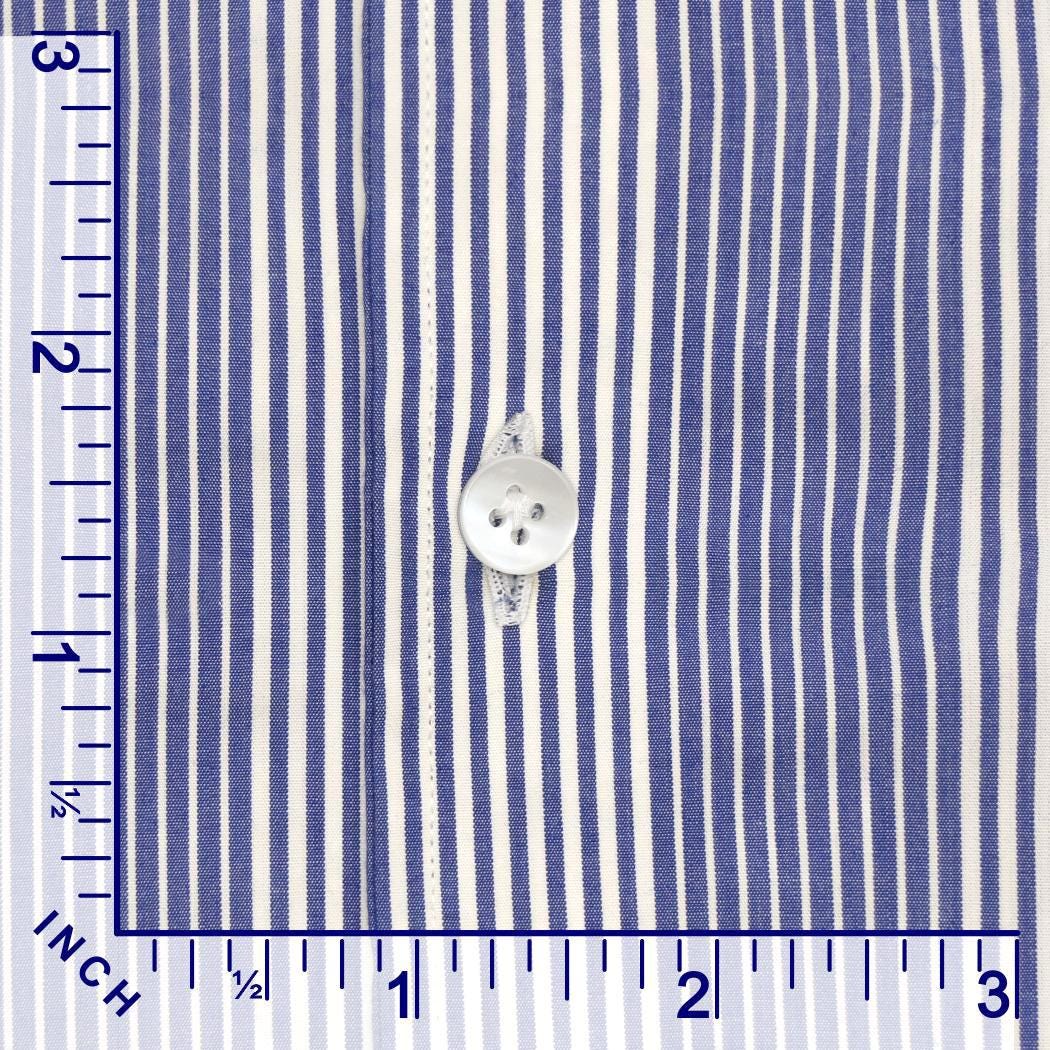 High Band 2 Button Collar Shirt Blue White Mix Stripes Formal