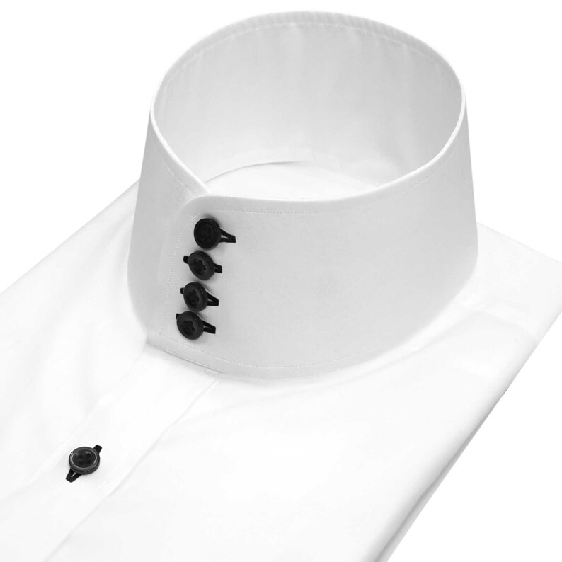 Grooms White Wedding Shirt High Banded Standup Collar Evening Dinner 