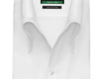 Men's High Ribbon Collar Dress Shirt, 100% Giza Cotton, Groom Outfit