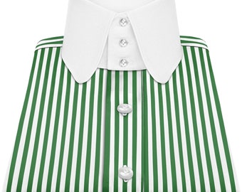 Herren High Penny 3 Button High Collar Shirt Baumwolle grün weiße Streifen Dress Shirt Edwardian Shelby Party Style Dress Shirt