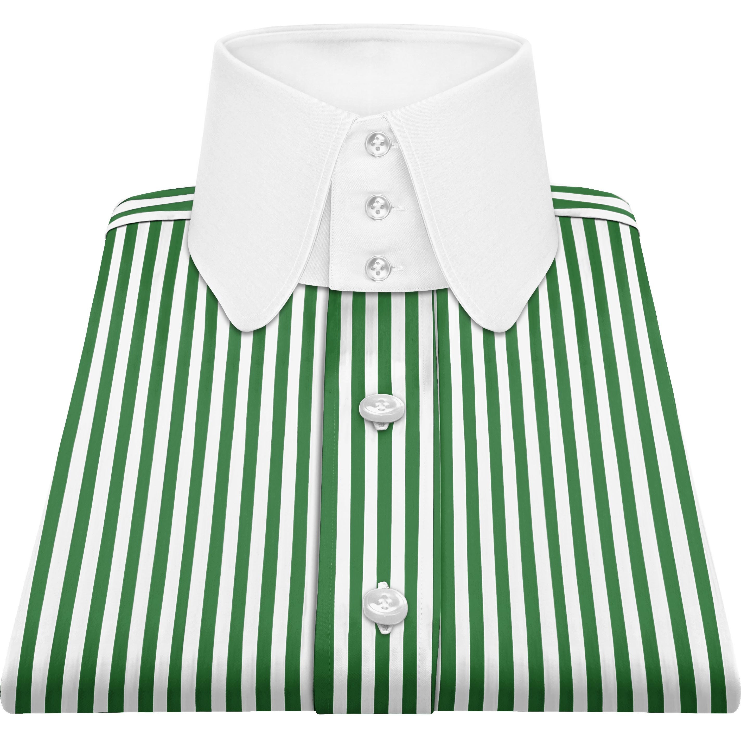 green dress shirt with white collar Steven Land Mens Green Striped 100% Cotton French Cuff Cutaway Collar – The  Suit Depot main image 1
