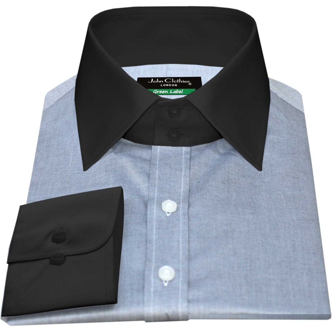 Men's High Spread Collar Pure Cotton Tall Neck Grey Formal Dress