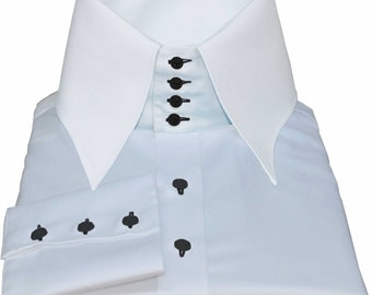 Handmade Spearpoint Collar Dress Shirt: 1940s Style White Cotton