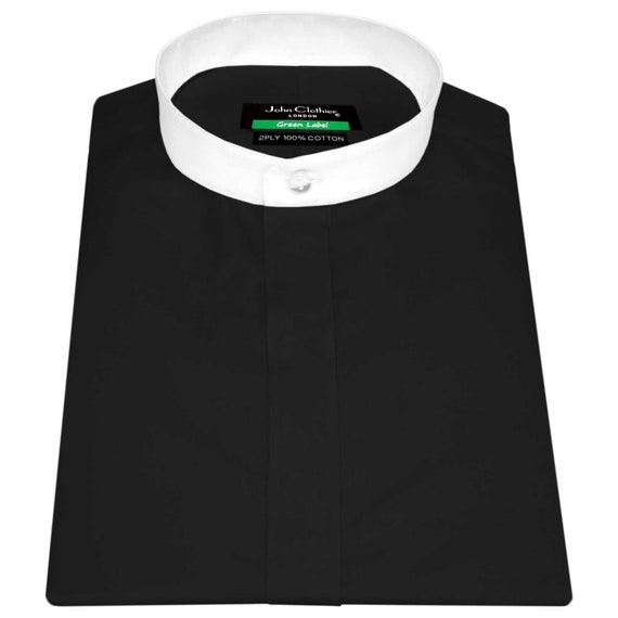 Irish Collarless Grandad Shirt/ Hidden Conceal Placket Black Chinese  Mandarin Band Collar Plain 100% Cotton Full Sleeves Dress Shirt Men's - Etsy