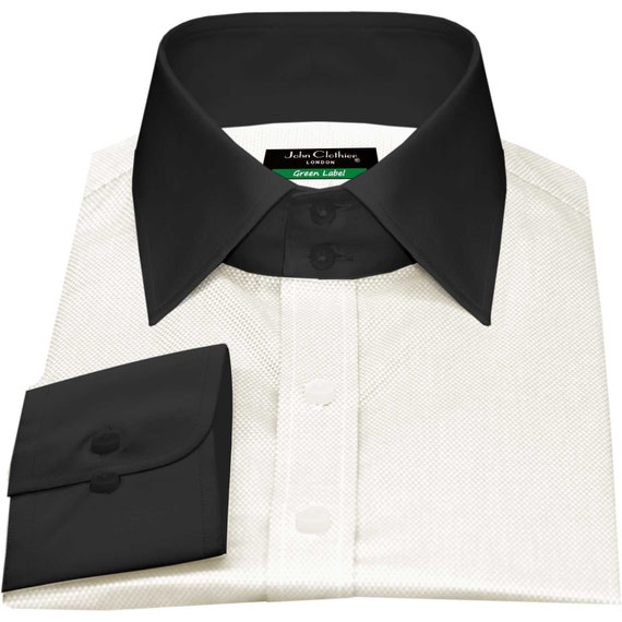 dress shirts for men with large necks White Dress Shirt Men Harry Hill Style Vintage Tall Neck High Spread Wide  Collar