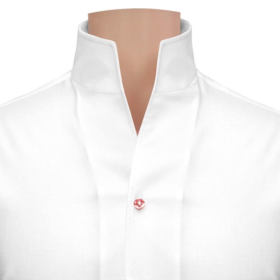 Karl Lagerfeld Style High Open V Collar Shirt White Open