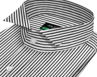 Men's Striped Wing Tip Tuxedo Shirt, Formal 100% Cotton