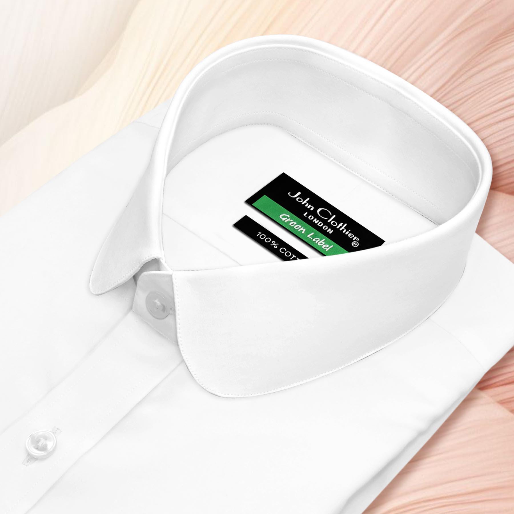 round neck dress shirts mens Blue w/ White Club Collar Performance Dress Shirt, with tie bar eyelet THOMAS WAGES