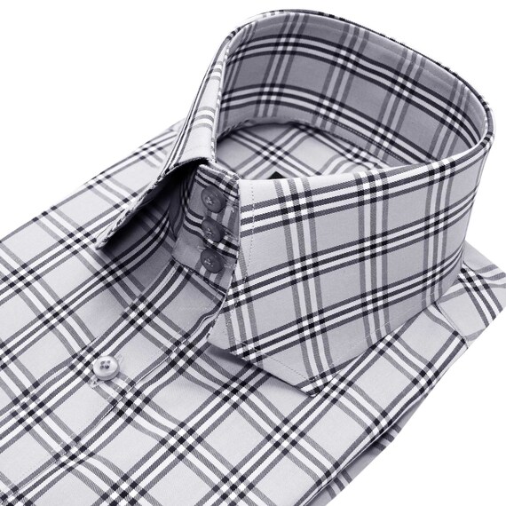 black and white plaid dress shirt mens Valnti Black Plaid Slim Men's Dress Shirt Stylish & Versatile