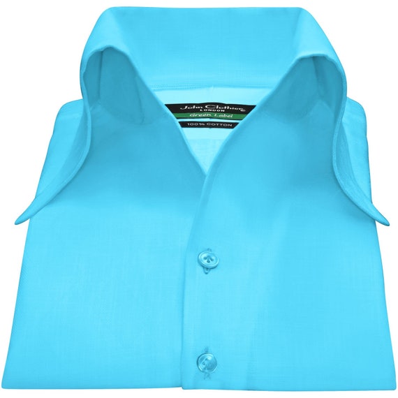 sea blue dress shirt Barry. Wang Mens Blue Paisley Dress Shirt Jacquard Summer Short Sleeve Shirt, L