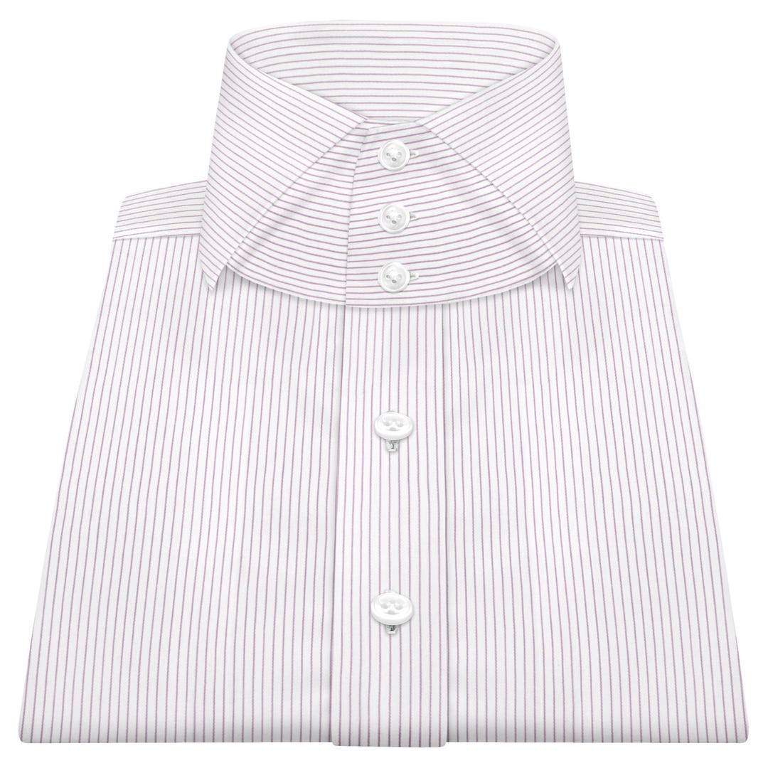 extreme cutaway collar dress shirt Formal Office High Open Extreme Cutaway Collar Shirt Party Lilac White Stripes