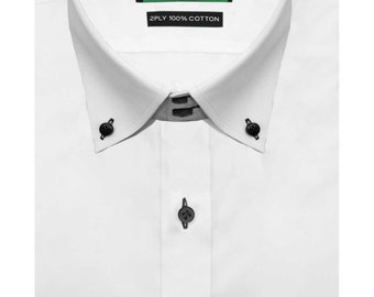 black button white dress shirt Men's Slim Fit White Collar Speckled Dress Shirt Size N4