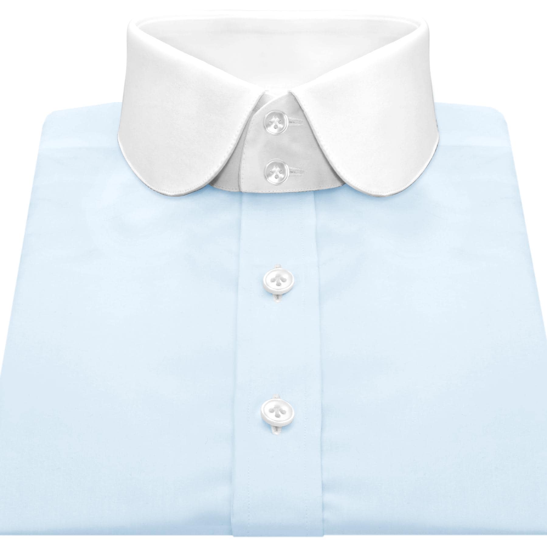 light blue dress shirt with white collar Men's 100% Cotton Summer Sky High Penny Round 2 Buttons Work Formal Business Shirt 30th birthday theme ideas Model Mia O This royal blue striped Color:Rose red