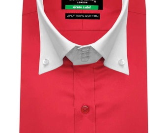 fitted lace wedding dress Men's Adobe Red w/ White Windowpane Long Sleeve Dress Shirt, Stain Repellent, Wrinkle Resistant main image 1