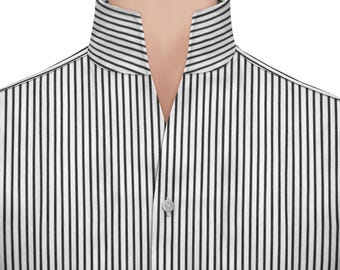 Vintage Stripe High Collar Shirt, Karl Lagerfeld Style