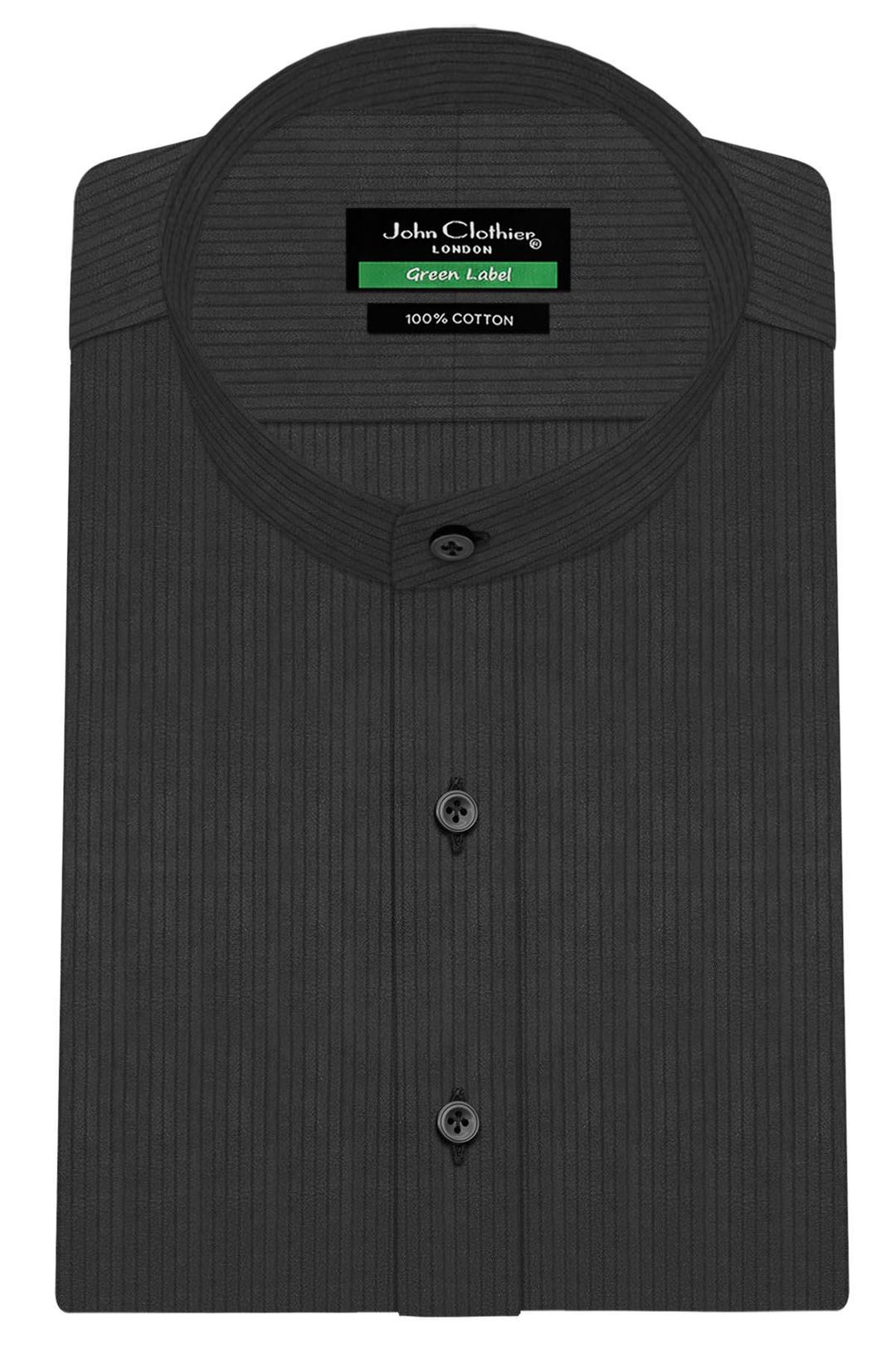 Chinese Mandarin Collar Jet Black Band Collar Dress Shirt Men's