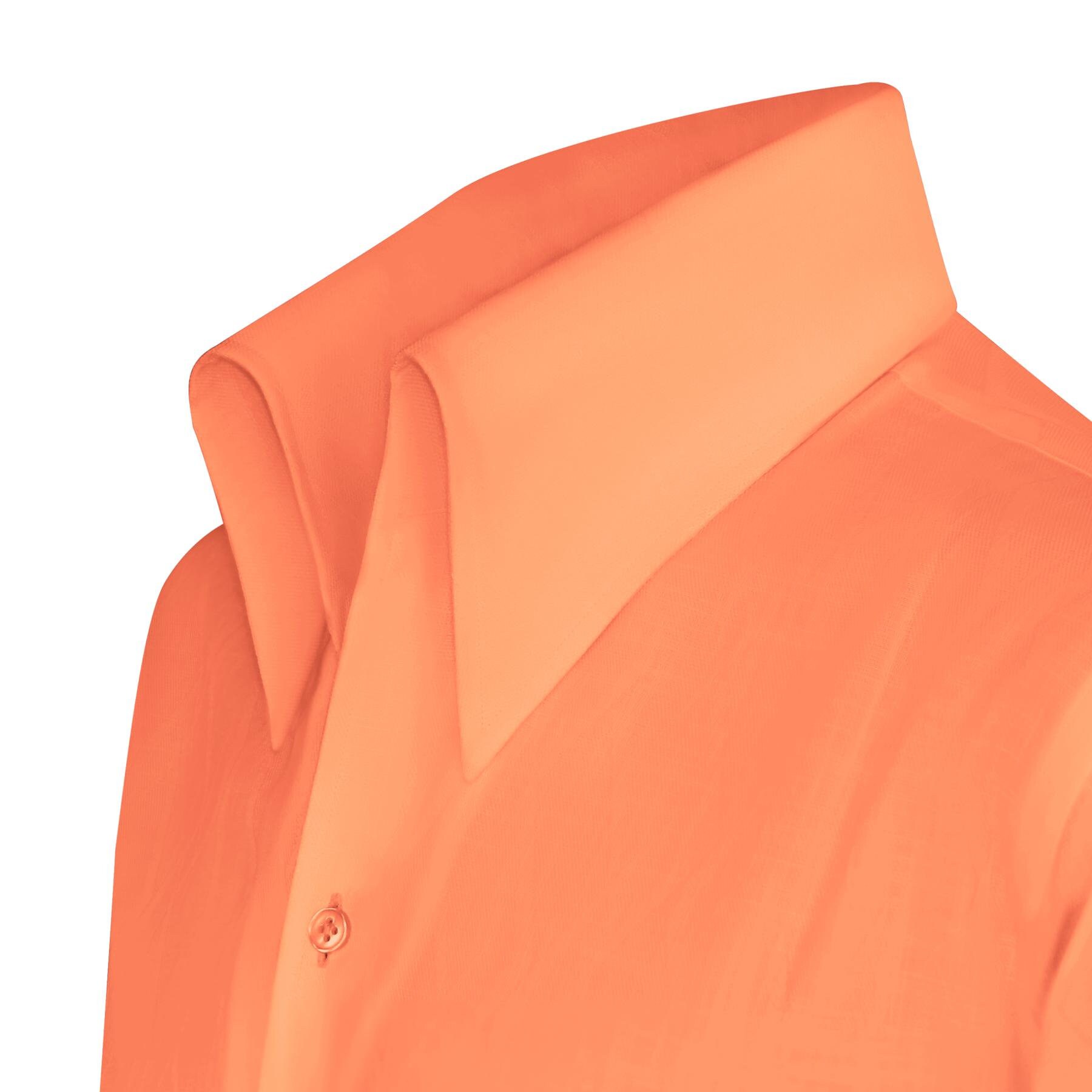 High Open Button-Down Collar Orange Men's Shirt Buttonless Collar Dress Shirt Stylish Fashion Foward Cotton Date-night - Summer Outfit