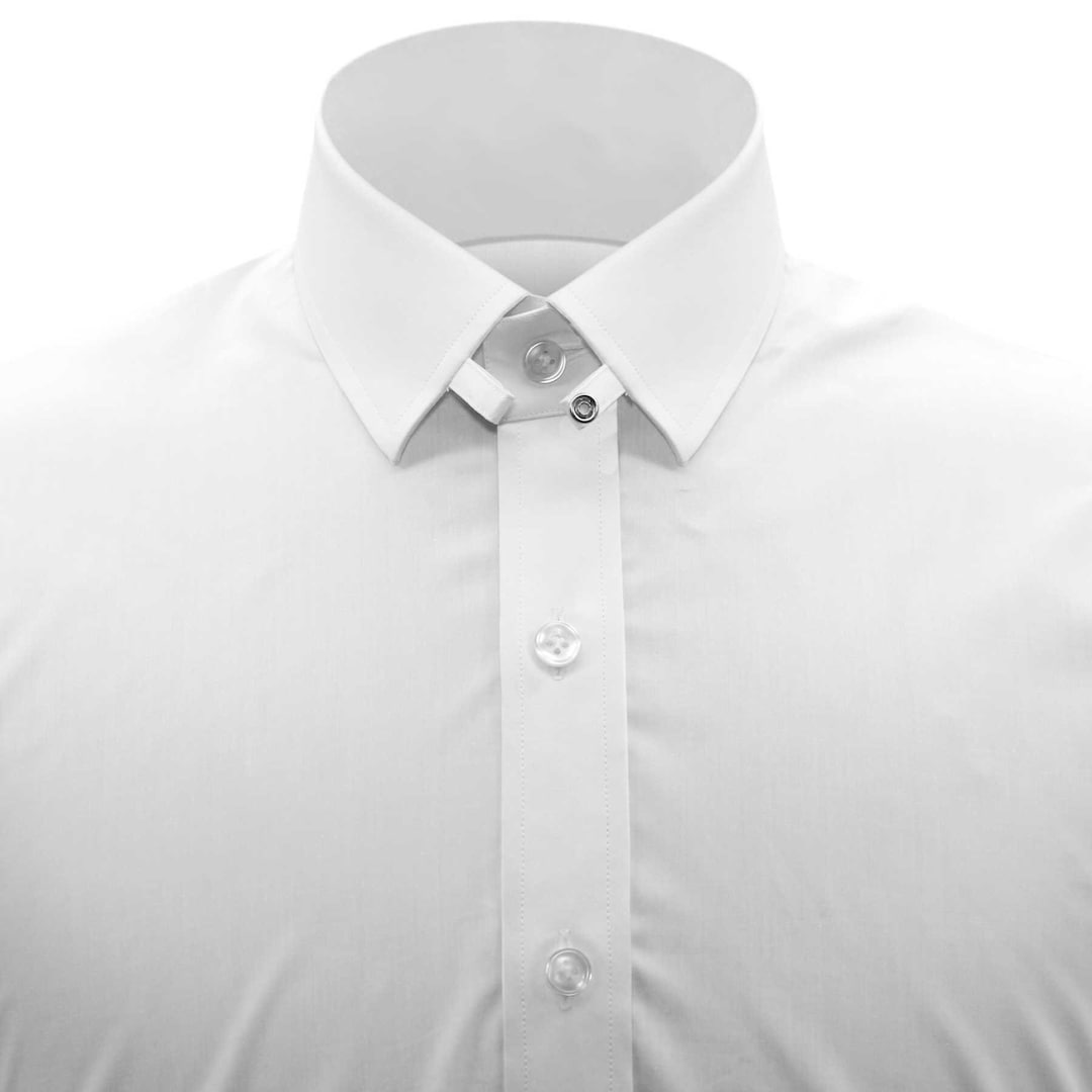 【TIE.ME】button up T-shirt / WHITE Skyfall's Tab Collar Dress Shirt Men's/ White Shirt/ 100