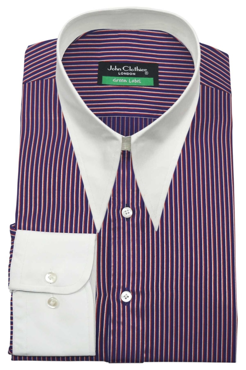 Goodfellas Revival Style Dagger Spear Point Collar Dress Shirt Mens ...