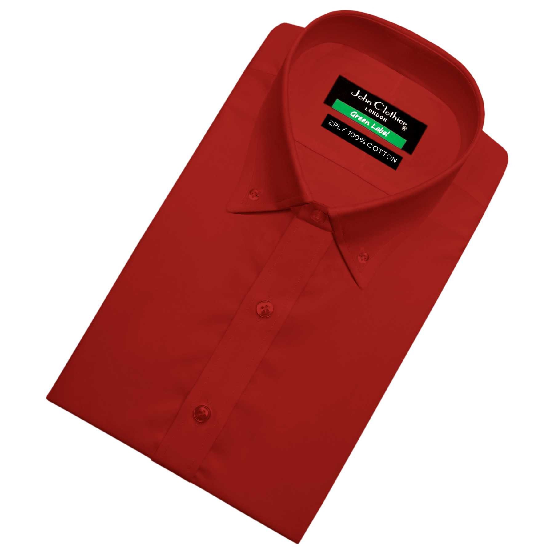 Men's Button Down Red Shirt Custom Made Clothing 100% Cotton Long Sleeves Formal Party Wear Polo Dress Shirt