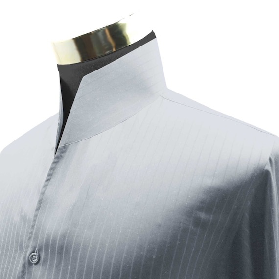 Mandarin Band High Collar Shirt Men High Open V Collar Tall