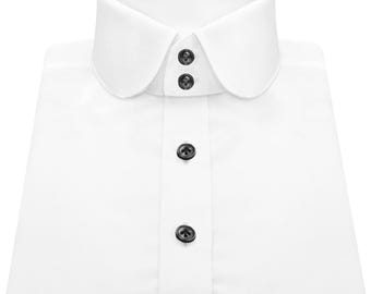 white dress shirt black collar Limited Edition Extreme Cutaway Collar White With Black Contrast Shirt 45 / US 18