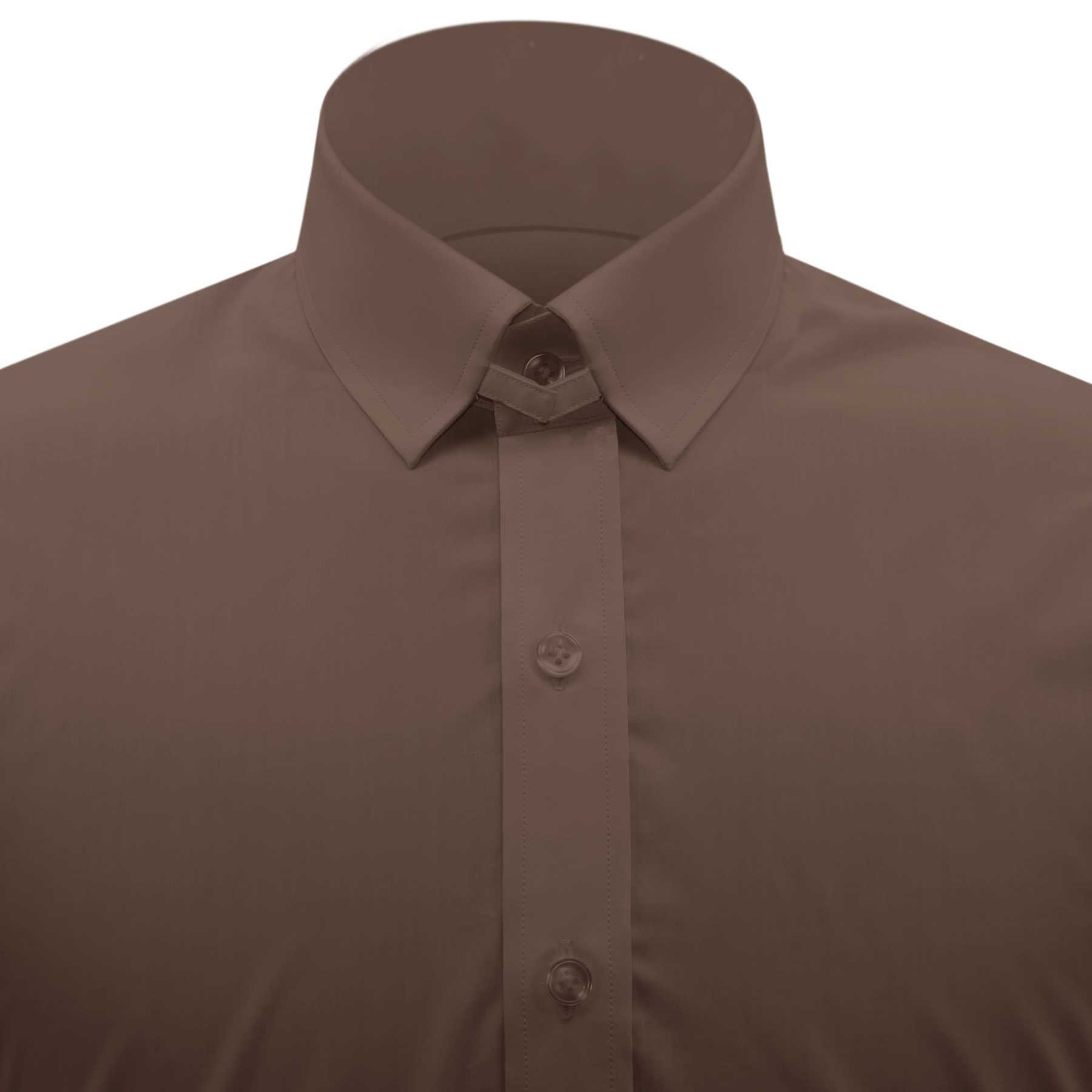 Dark Chocolate Brown Snap Tab Collar Dress Shirt, 100% Cotton - Etsy