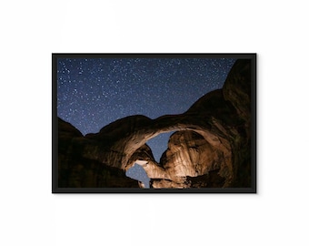 Night Sky Photography Print – Arches National Park Double Arch Starry Desert Wall Art | PORTAL