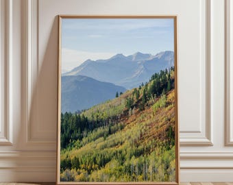 Utah Fall Mountain Landscape Photography Print Wall Art Autumn Aspen Colors | FALLING