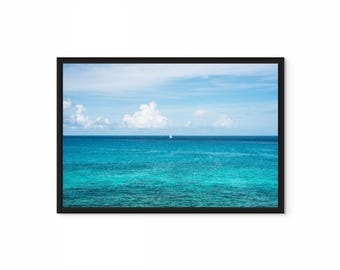 Turquoise Ocean Photography Sailboat Print Coastal Wall Art Beach Home Decor Seascape | SET SAIL