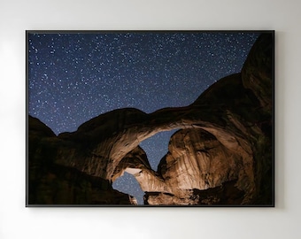 Double Arch Arches National Park Starry Night Sky Astrophotography Print