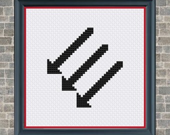 THE THREE ARROWS easy cross stitch for beginners learn cross-stitch  RockerStitch designs for Rockers 14 count aida 4 inch embroidery hoop