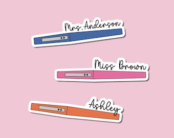 CUSTOM Teacher Flair Pen Sticker - Teacher Gift -Personalized Teacher Sticker- Gifts for Teacher-Tumbler sticker- Waterproof -FREE SHIPPING!