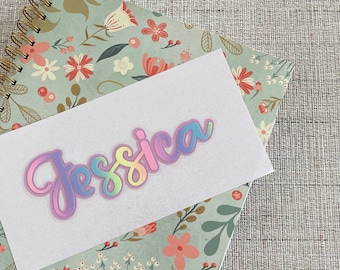 Layered name decal, Personalized name sticker,Holographic name decal, Decal for tumblers, Water bottle sticker, FREE SHIPPING!
