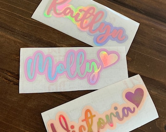 Layered name decal, Personalized name sticker,Holographic name decal, Decal for tumblers, Water bottle sticker, FREE SHIPPING!