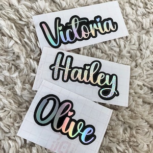 Layered outline custom name decal, Name vinyl decal,Holographic name sticker,Name decal for tumbler
